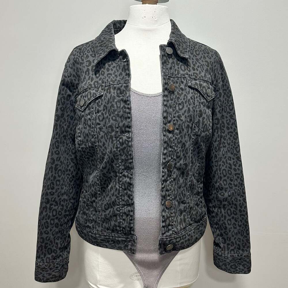 STYLE & CO ANIMAL PRINT JEAN JACKET, Sz M